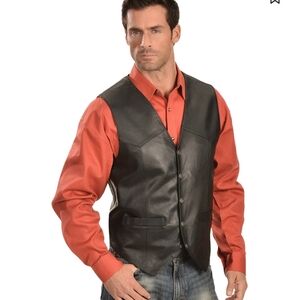 Scully Lambskin Black Snap Button Vest Size XL